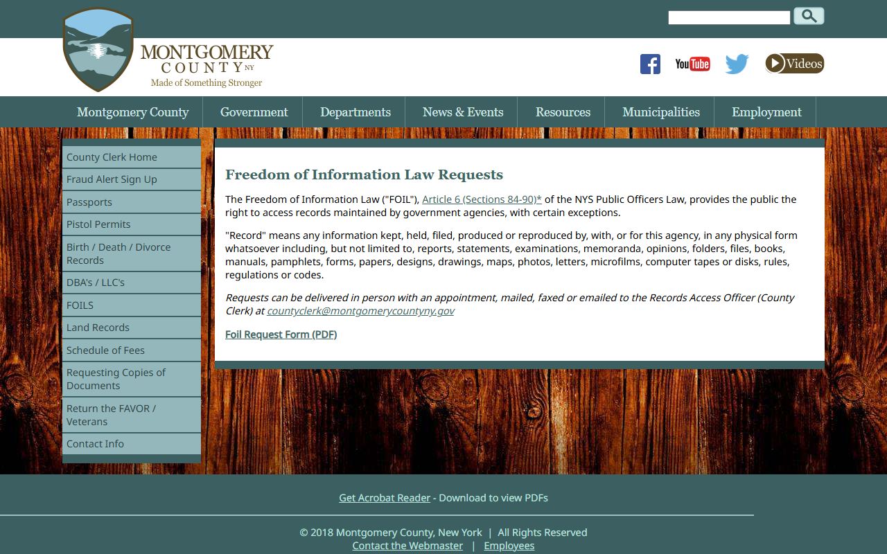 Montgomery County inmate records FOIL page